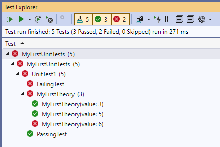 Visual Studio Test Explorer (after tests have run)