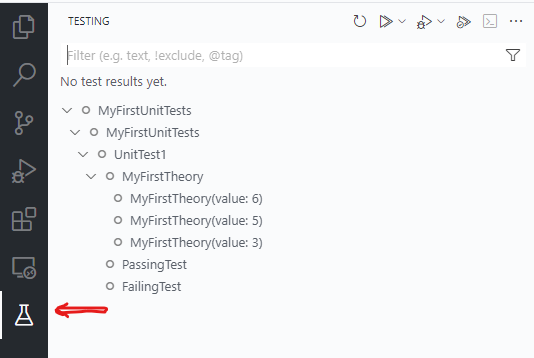 Visual Studio Code Testing Panel