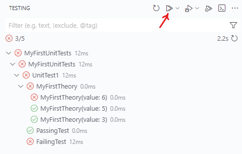 Visual Studio Code Testing Panel (after tests have run)